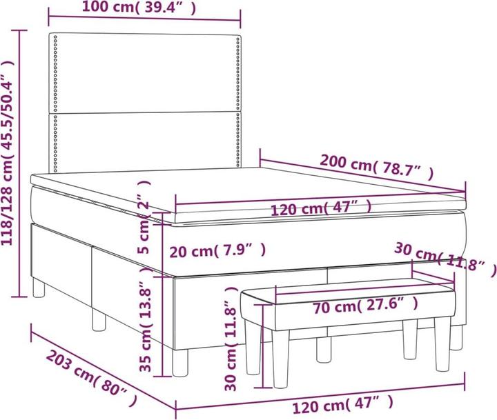 Produktbild vidaXL Boxspringbett (120 x 200 cm)