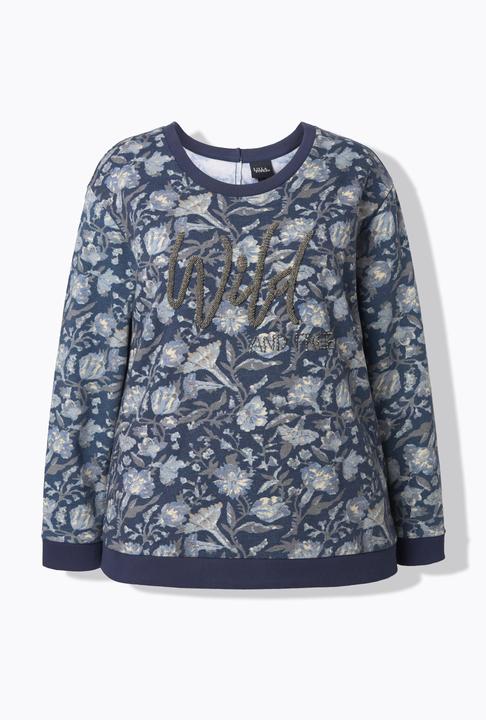 Produktbild Ulla Popken Sweatshirt, Perlen-Schriftzug, Rundhals, Langarm (54)