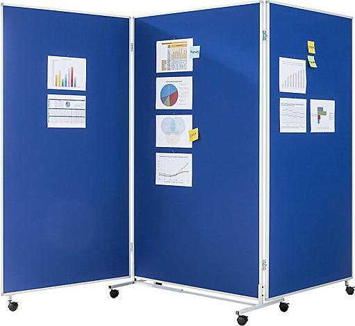 Image du produit eurokraft basic Tableau de présentation pliant et mobile, h x l x p 1905 x 3040 x 50 mm, bleu. (190,5 x 304 x 50 cm)