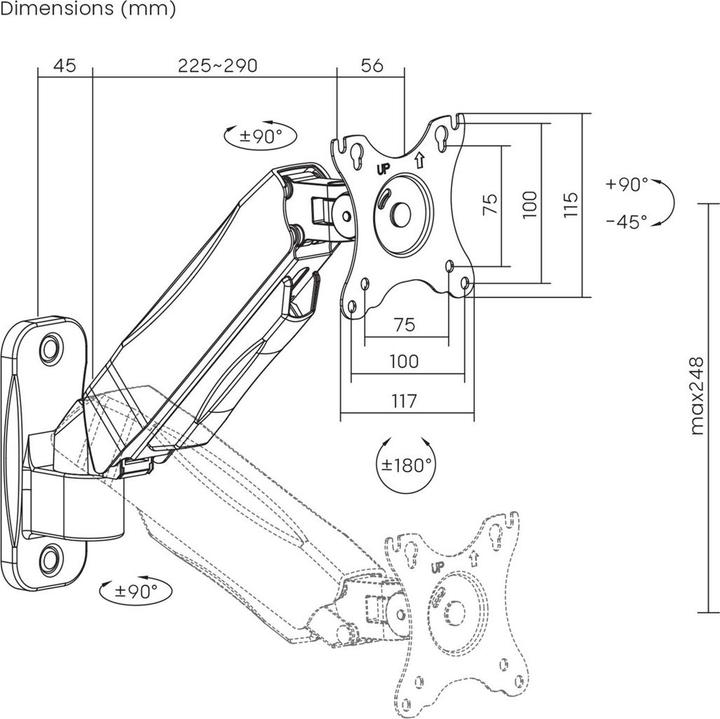 Image du produit Maclean Monitor Wall Mount 17-32" 9kg max Mechanical Spring MC-979 (Mur, 32")