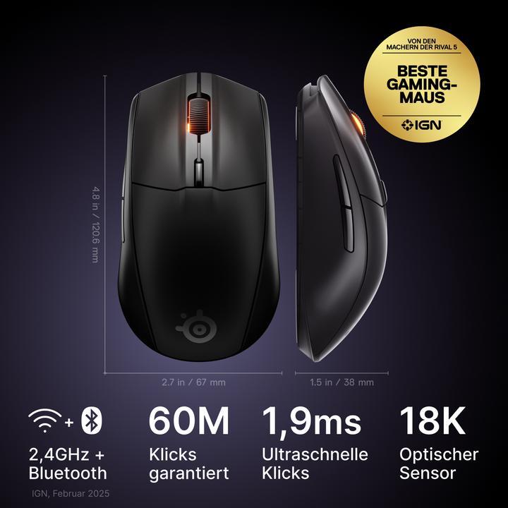 Productafbeelding SteelSeries Rival 3 WL Gen 2 - Black (Draadloze)