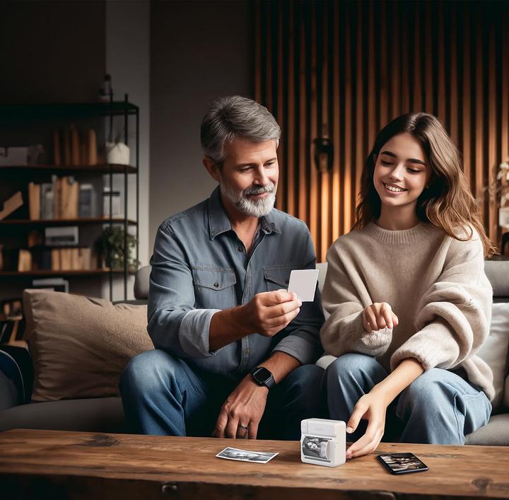 Actual product image Callstel Mobile rechargeable mini photo/label thermal printer, app, 200 dpi, BT 5.1 (Black and white)