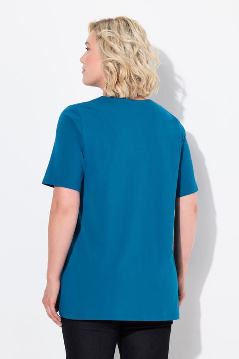 Immagine prodotto Ulla Popken T-shirt dal taglio svasato con scollo a tunica e mezze maniche (42, 44)