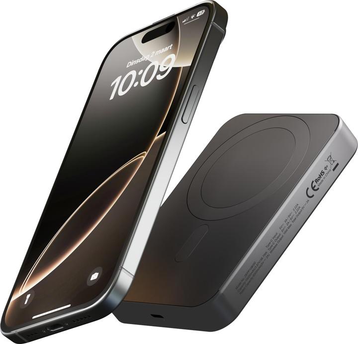 Actual product image Zens Slim Qi2 Al Powerbank10.000mAhBlack (10000 mAh, 15 W, 38.70 Wh)