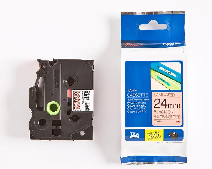 Produktbild Brother TZB51 24 Schwarz AUF Orange (2.40 cm, Orange, Schwarz)
