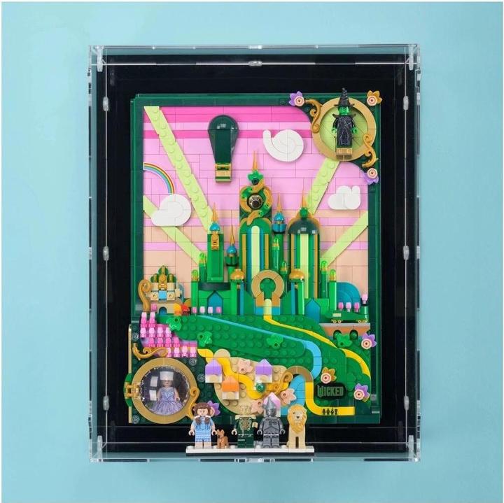 Produktbild iDisplayit Acryl-Wand-Display für LEGO® 75685 Emerald City Wandkunst (Mit schwarzem Hintergrund)