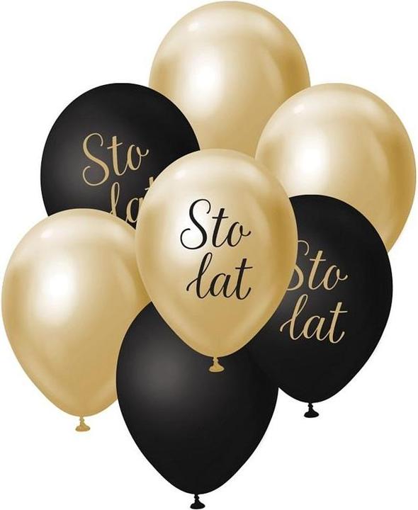 GoDan B&C Luftballons, goldener und schwarzer Strauss, 100 Jahre alt, 7 Stück (7 x)