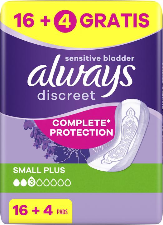 Actual product image Always Discreet Incontinence, Small Plus 16+4 FREE incontinence pants (20 x)