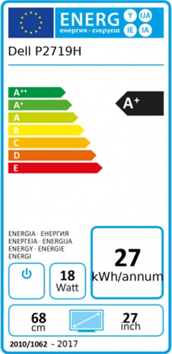 Energy Label Dell P2719h (1920 x 1080 pixels, 27")