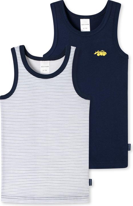 Produktbild Schiesser Unterhemd Jungen 2er-Pack, Dunkelblau/Weiss, 140, Material (140)