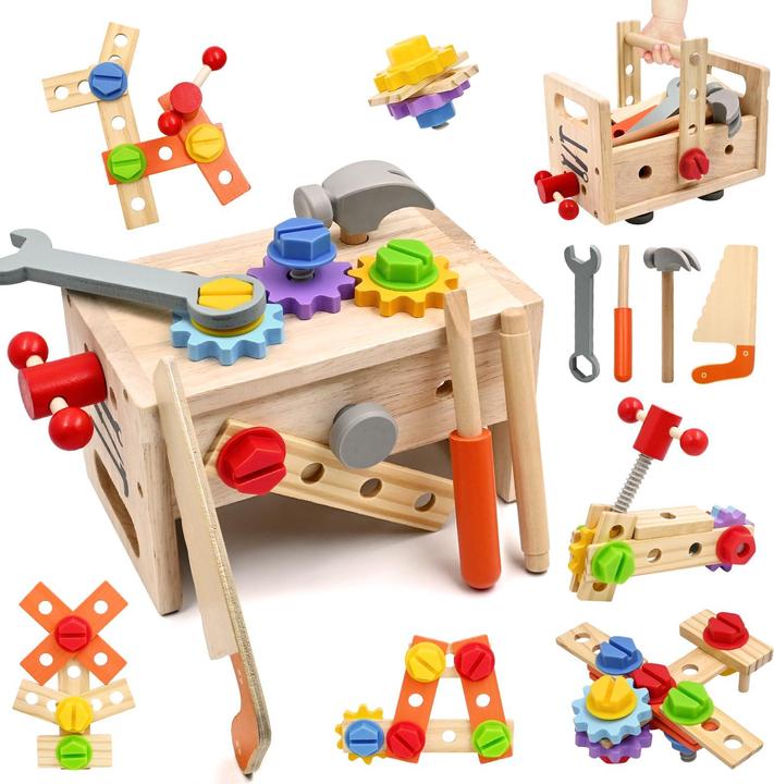 Produktbild Activity Board Holzspielzeug Werkzeugkasten, 29 Stück Werkzeug Spielzeug Spiele Kleinkind Werkzeugkasten