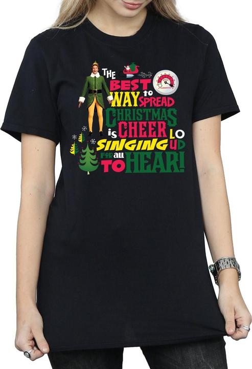 Actual product image Elf Womens/Ladies Christmas Cheer Cotton Boyfriend T-Shirt (S)