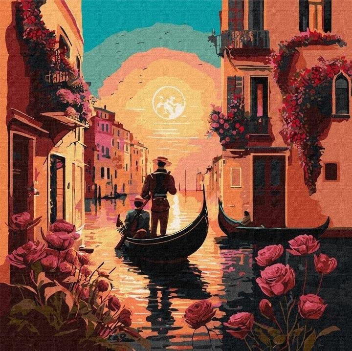 Image du produit Ideyka Peinture par numéros - Canaux de Venise 40 x 40 cm