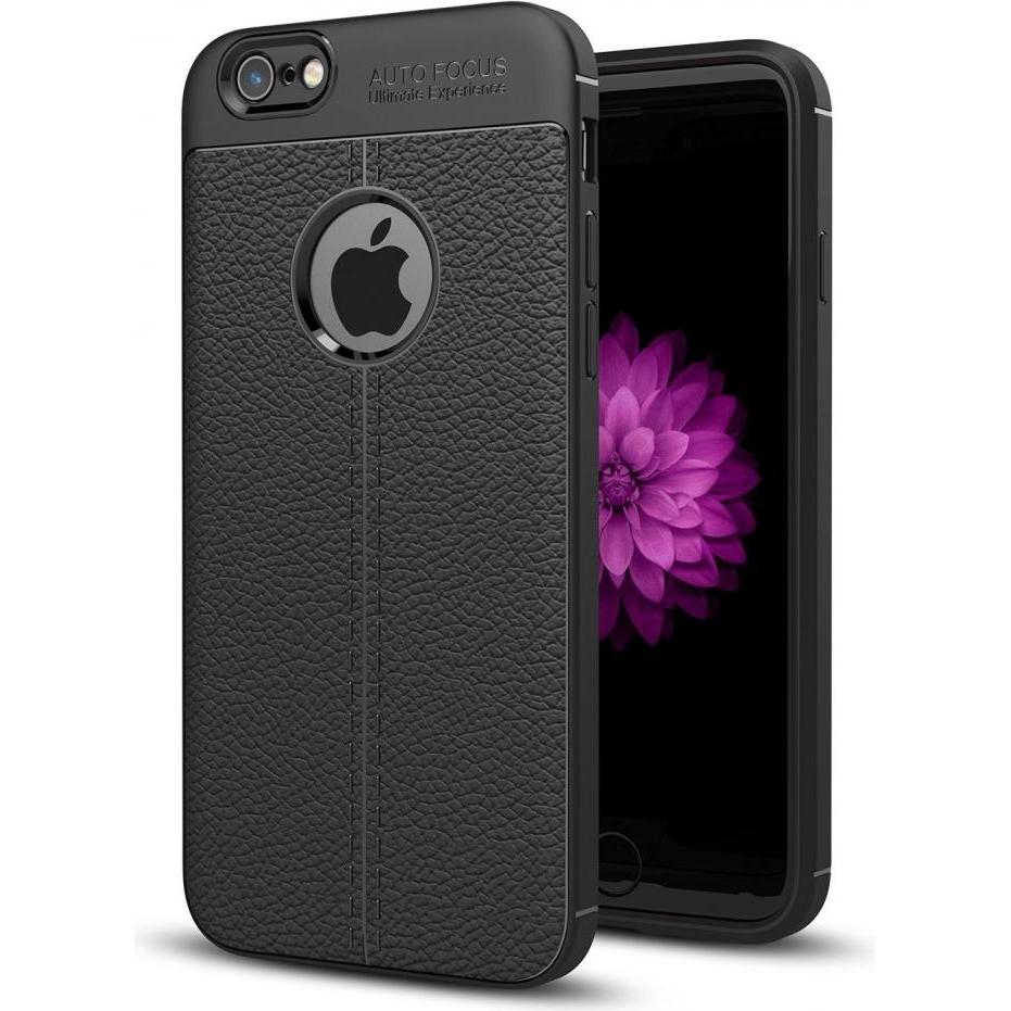 Screenguard Apple iPhone 6/6S Hülle Leather Design TPU Cover (Apple iPhone 6), Smartphone Hülle, Schwarz