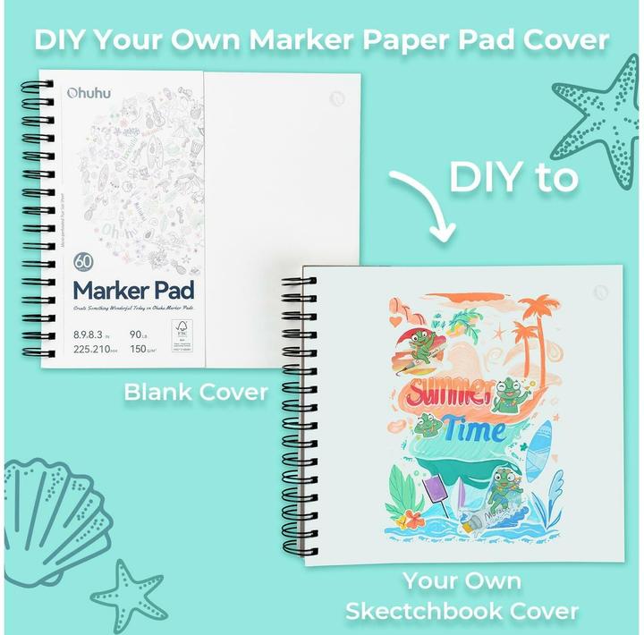 Image du produit Ohuhu Carnet de croquis d'art (22,5 x 21 cm, Blanc)