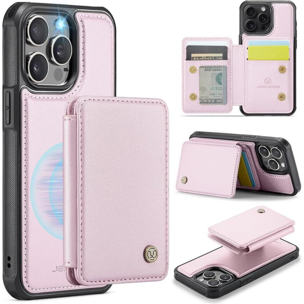 Cover-Discount iPhone 16 Pro - 2-in-1 Backcover mit Kreditkarten-Etui (Apple iPhone 16 Pro), Smartphone Hülle, Rosa