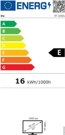 Energie-Label ēlo ELO 2202L 22IN FHD CAP 10-TOUCH (1920 x 1080 Pixel, 21.50")