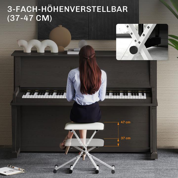Image du produit Homcom Klavierbank Metall, Kunstleder Weiss