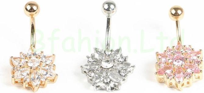 Produktbild Hermex Piercing Bauchnabel Stecker Blumenform mit Strassteinen GOLD