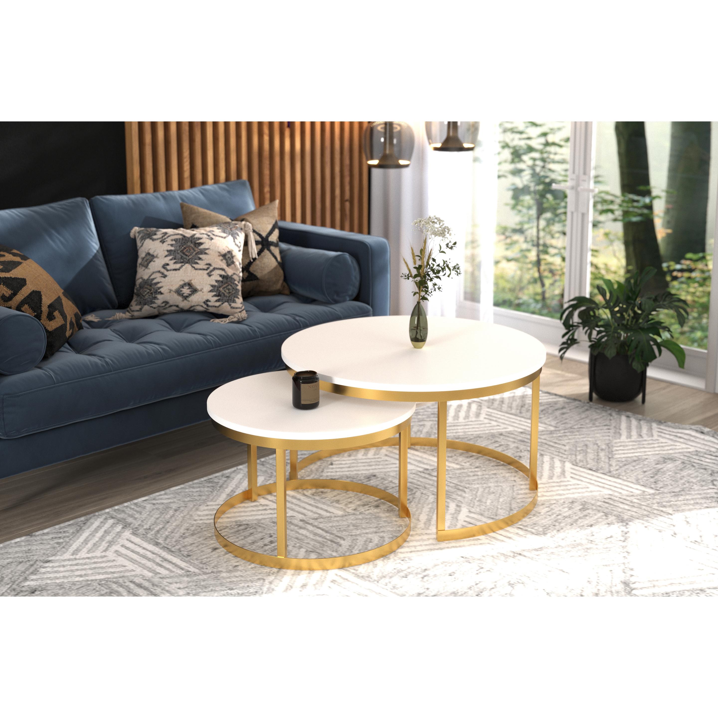 ADRK Furniture, Couchtisch + Beistelltisch, Okin (75 x 75 x 43 cm)