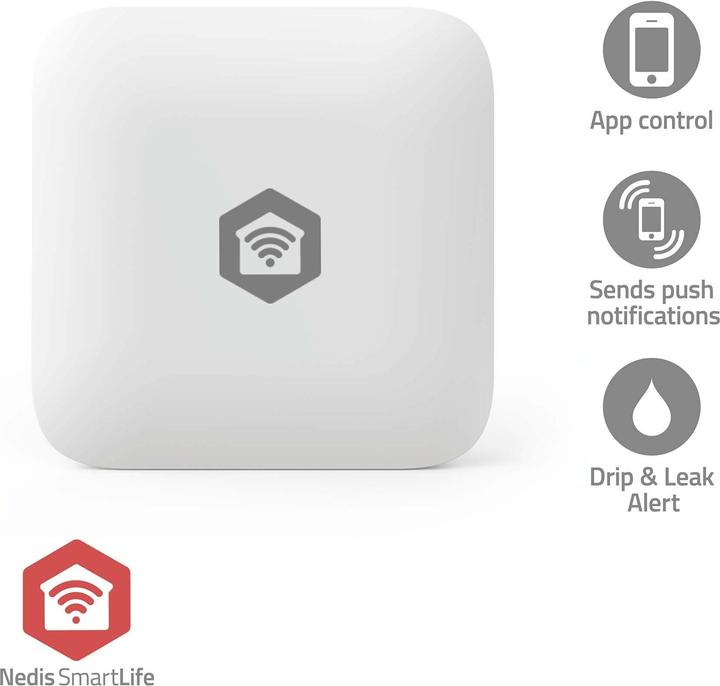 Nedis SmartLife Wassermelder | Zigbee 3.0 | Batteriebetrieben | Max. Batterie-Lebensdauer: 12 Monate