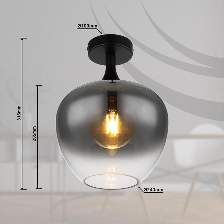 Actual product image Globo Ceiling light Maxy black matt 1xE27 (E27)