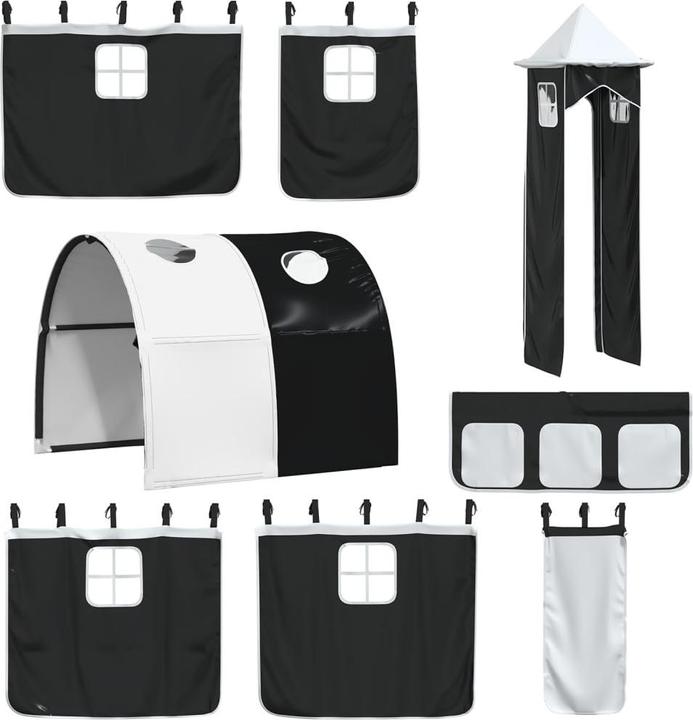 Actual product image vidaXL Curtains for loft bed with tunnel and tower White and