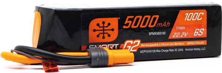 Actual product image Spektrum LiPo Pack 5000mAh 6S 22.2V Smart G2 LiPo 100C IC5 (22.20 V, 5000 mAh)