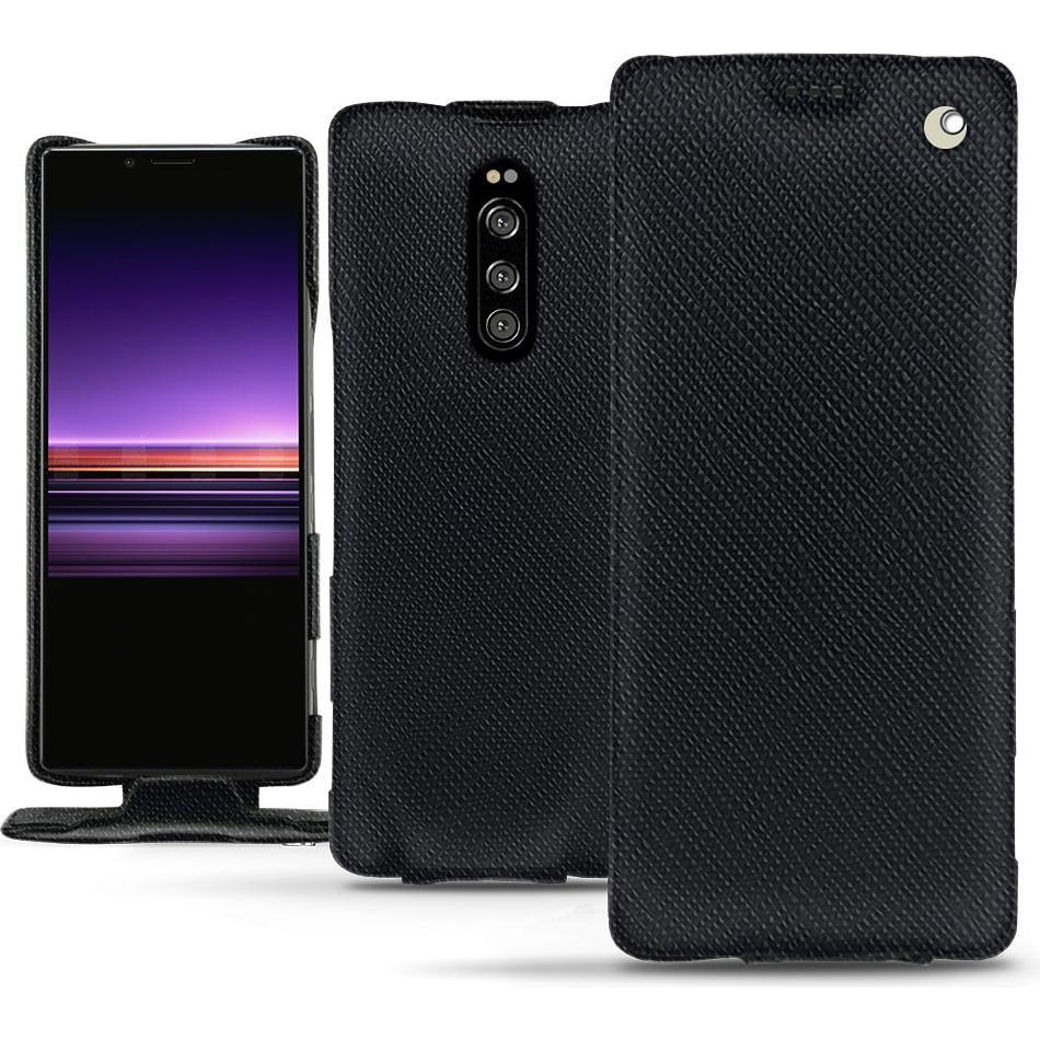 Noreve Lederschutzhülle vertikal (Sony Xperia 1), Smartphone Hülle, Schwarz