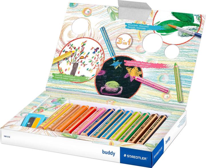 Image du produit Staedtler Crayons de couleur Junior 140, avec taille-crayon, 12 couleurs (12x)