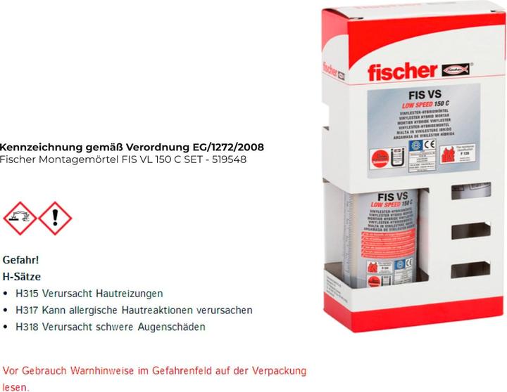 Produktbild Fischer Montagemörtel FIS VL 150 C Set