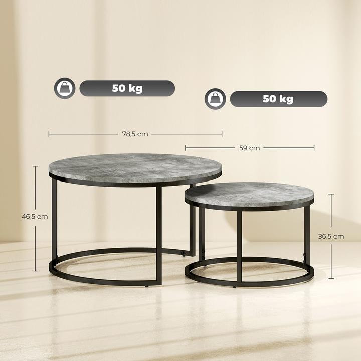 Image du produit Homcom Couchtisch Set MDF, Metall Grau