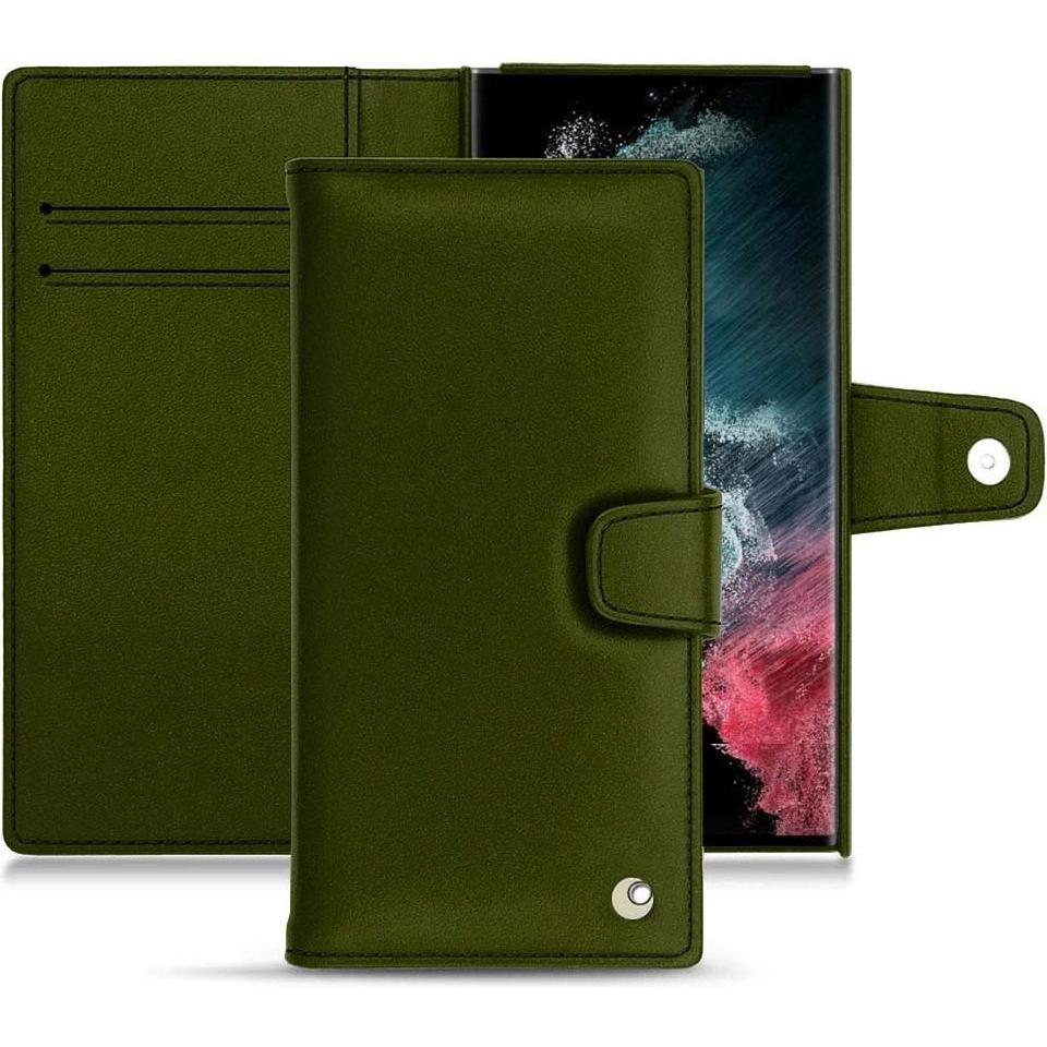 Noreve Lederschutzhülle Wallet (Samsung Galaxy S22 Ultra), Smartphone Hülle, Grün
