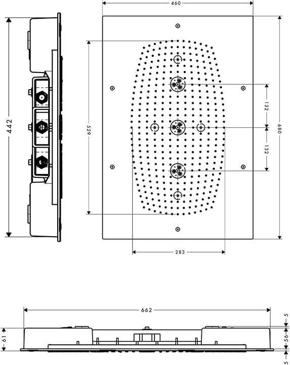 Actual product image hansgrohe 28417000 Raindance Rainmaker 680 x 460 mm Air 3jet overhead shower (3 Beam types, 20 l/min)