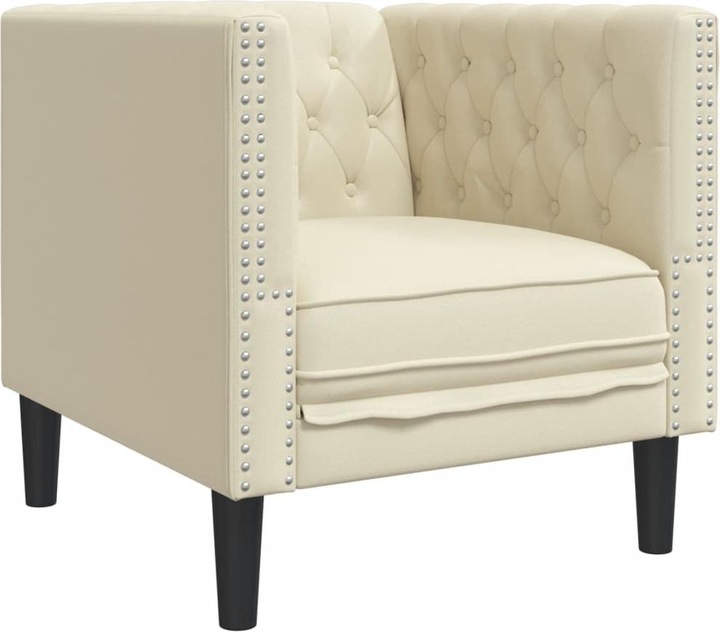 Productafbeelding VidaXL Chesterfield fauteuil loungestoel club fauteuil bank crème kunstleer