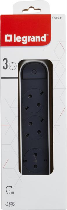 Actual product image Legrand Rotatable power strip 3x socket, 5m cable white-black 694541 (3 x, CEE, CEE 7/3, 5 m)