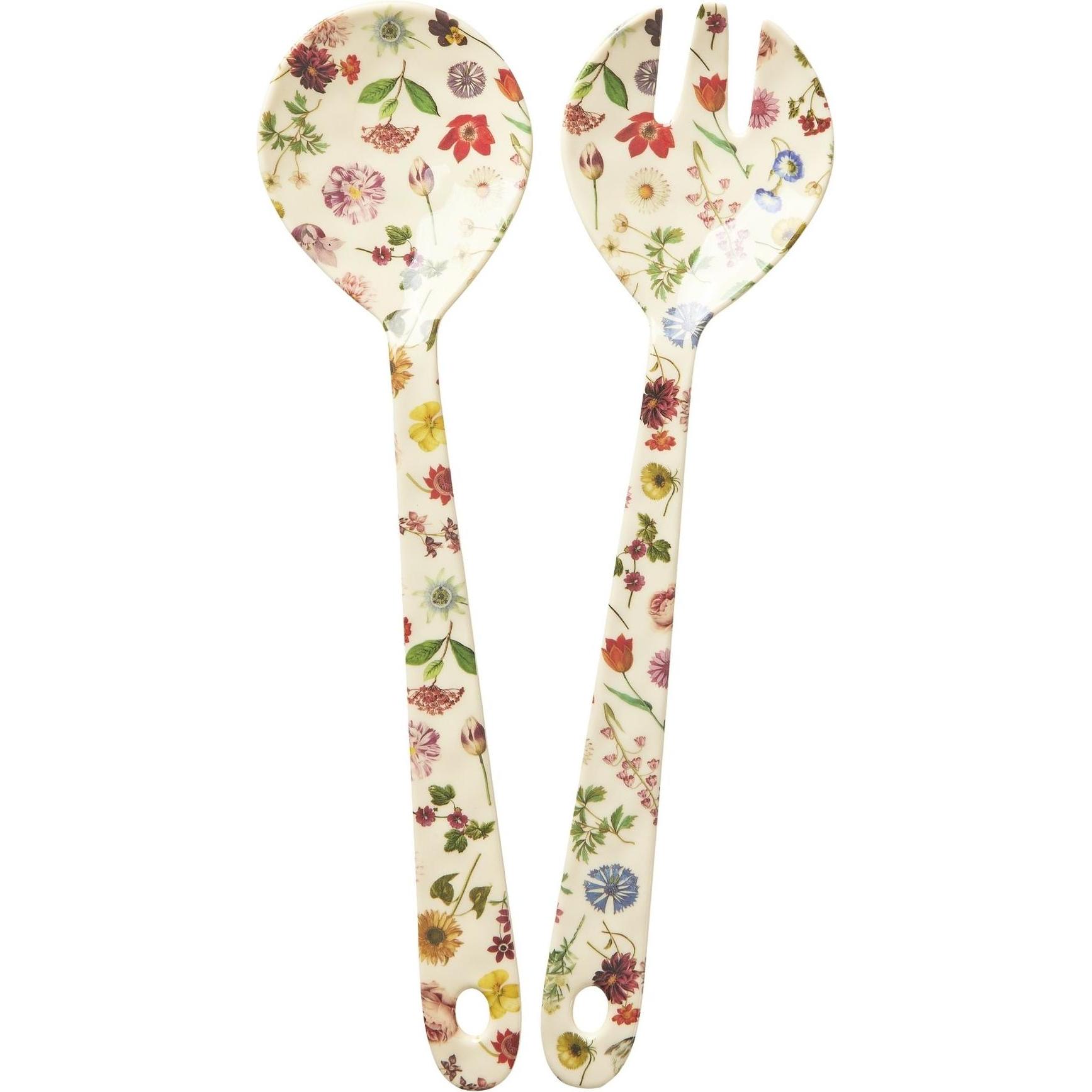 Rice Melamine Salad Spoon & Fork Ravishing Radish Print, Servierbesteck, Mehrfarbig