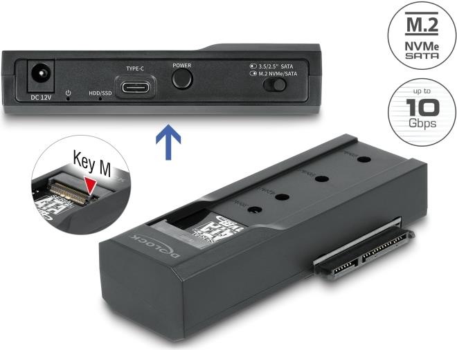 Produktbild Delock USB Type-C Konverter für 1 x M.2 SSD oder 1 x SATA SS
