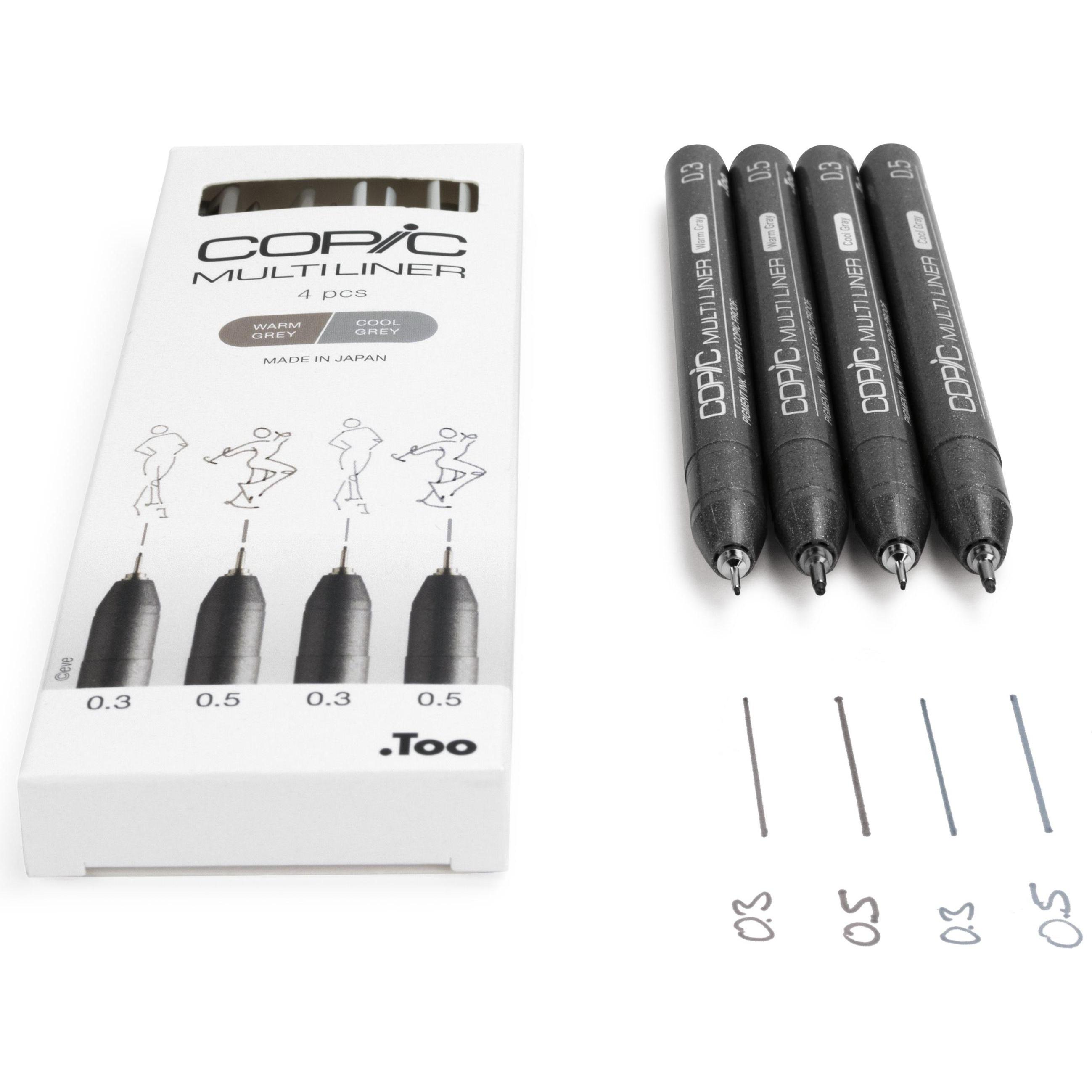 Copic, Schreibstifte, Multiliner (Warmgrau, Kaltgrau, 4 x)