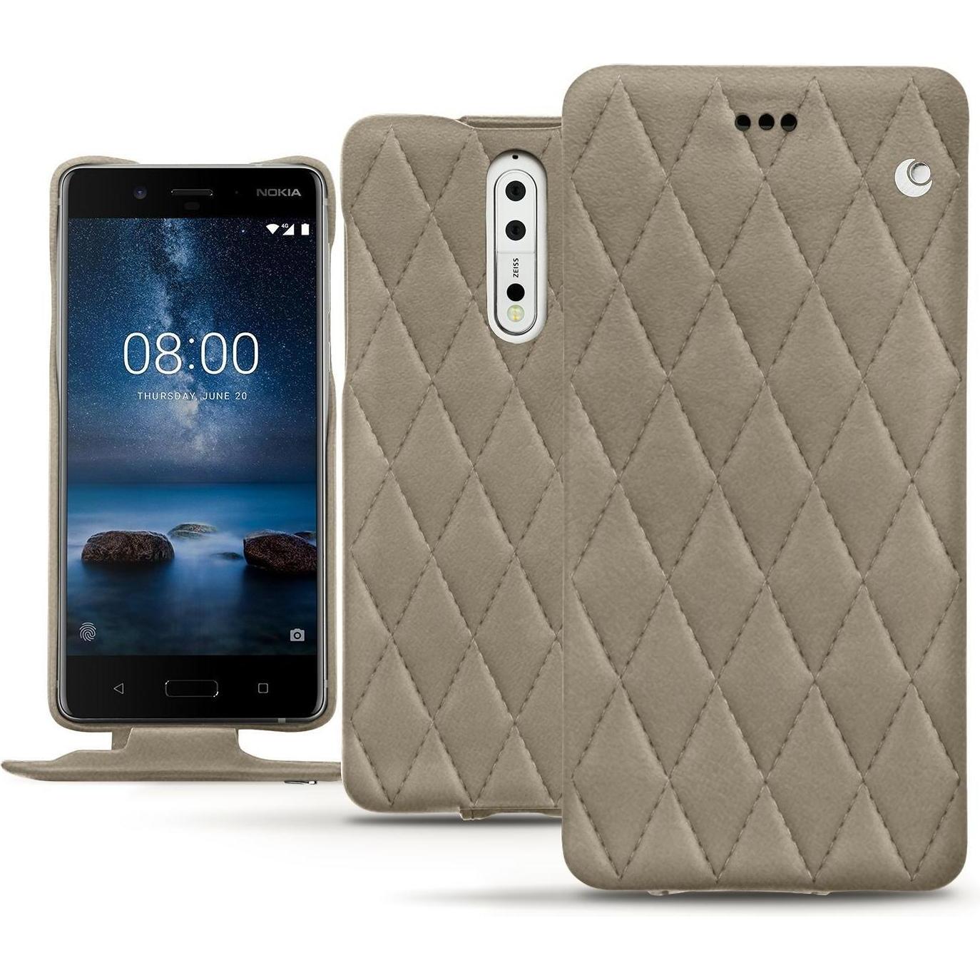 Noreve Lederschutzhülle vertikal (Nokia 8), Smartphone Hülle, Beige