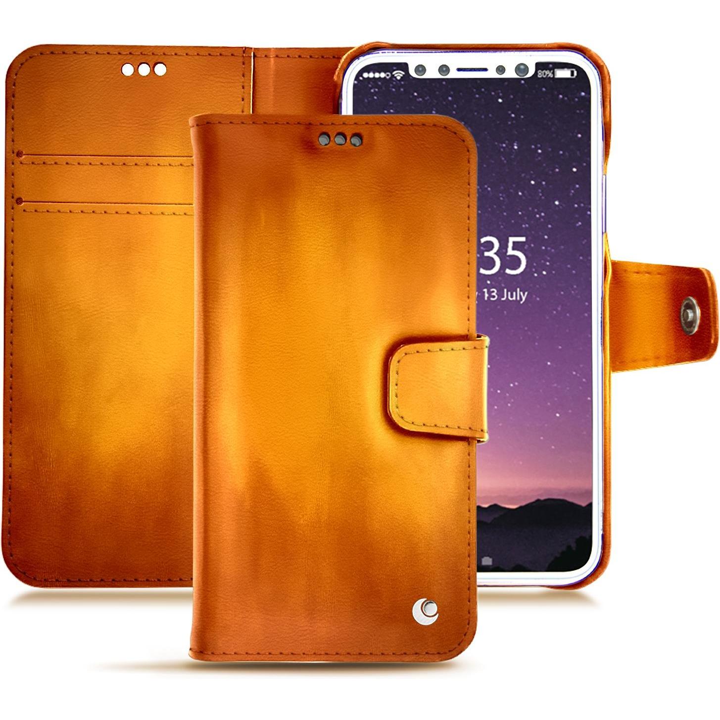 Noreve Lederschutzhülle Wallet (Apple iPhone X), Smartphone Hülle, Orange