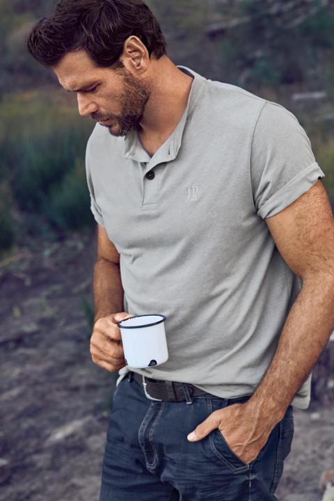 Produktbild JP1880 Henleys, Basic, 2er-Pack, Rundhals, Knopfleiste (4XL)