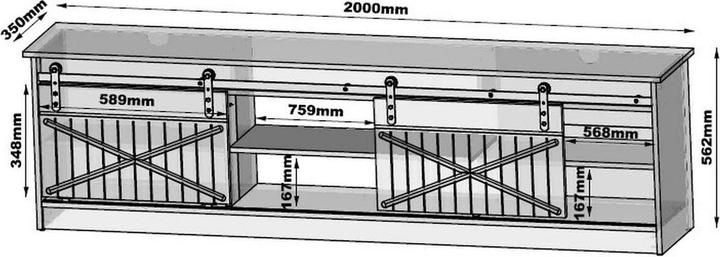 Image du produit Cama RTV GRANERO Armoire 200x56.7x35 blanc/blanc brillant (200 x 35 x 56.70 cm)
