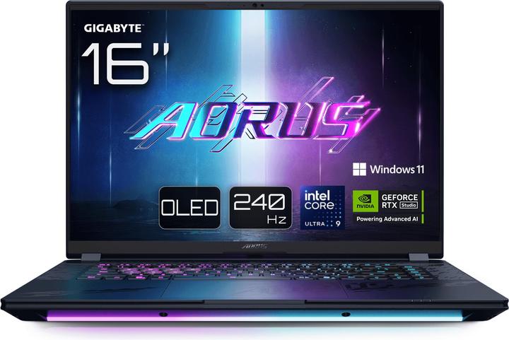 Actual product image Gigabyte 16" QHD+ OLED 240Hz/U9 275HX/5080/32G/2T/W11P (16", 2000 GB, 32 GB, Without keyboard layout, Intel Core Ultra 9 275HX)