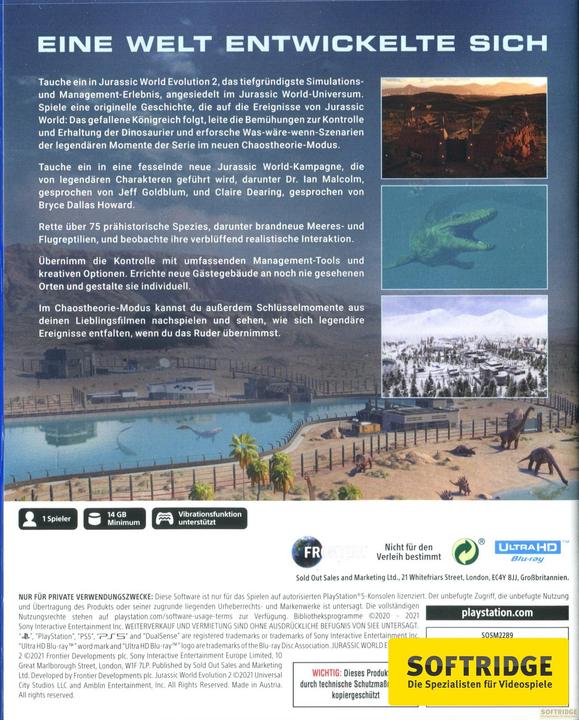 Immagine prodotto Sold Out Jurassic World Evolution 2 (PS5, DE)