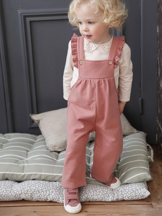 Immagine prodotto Vertbaudet Mädchen Baby Sweat-Latzhose mit Rüschen, Bio-Baumwolle (62)