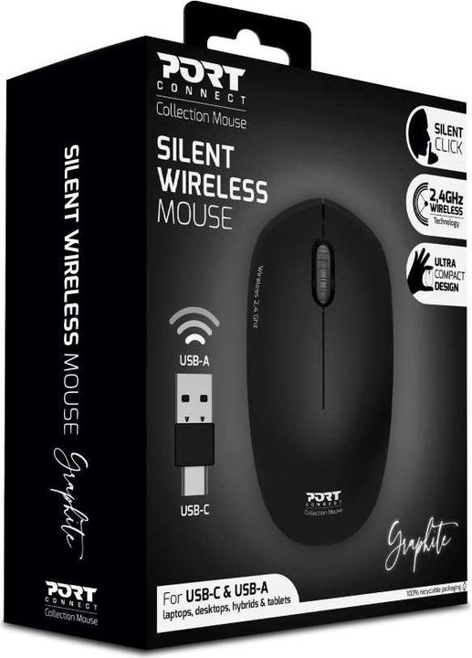 Actual product image Port Designs 900540 Mouse Ambidextrous RF Wireless Optical 1600 DPI (Wireless)