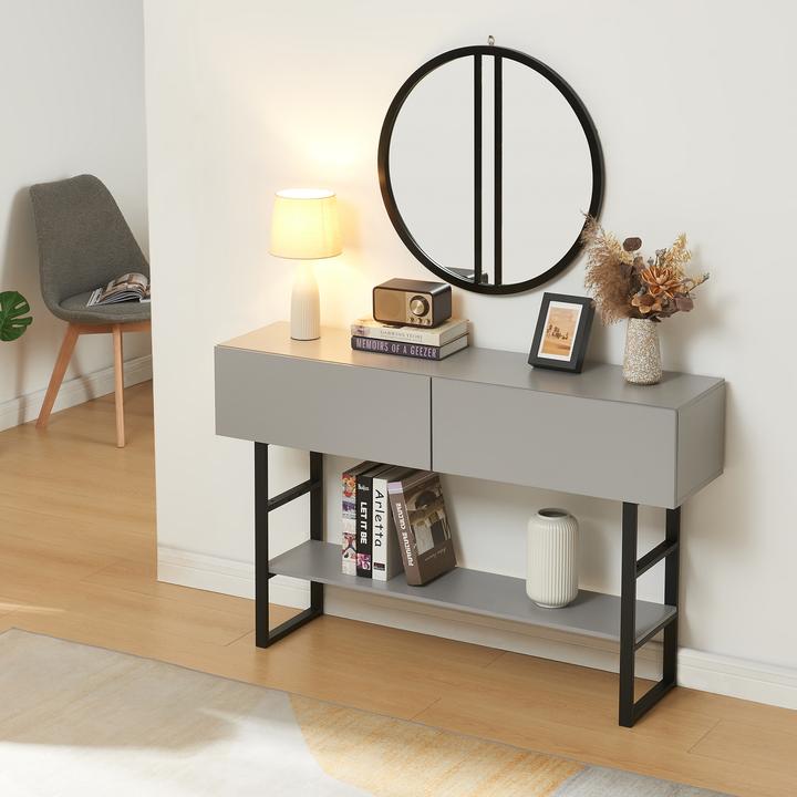 Produktbild En.Casa Konsolentisch Varberg 75x120x30 cm Hellgrau