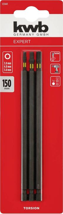 Produktbild kwb 3 Torsions Bits 150mm Hex Set (Sechskant (hexagonal))