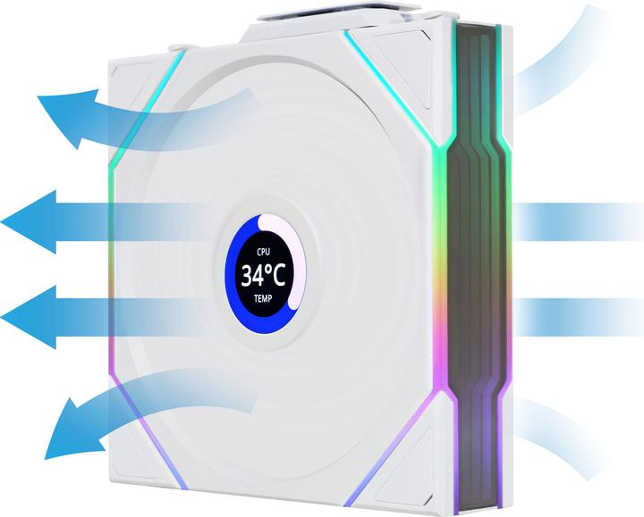Productafbeelding Lian-Li UNI FAN TL Wireless LCD Lüfter, ARGB, PWM, 3er-Pack inkl. Controller - Reverse Blade, 120 mm (120 mm, 3 x)